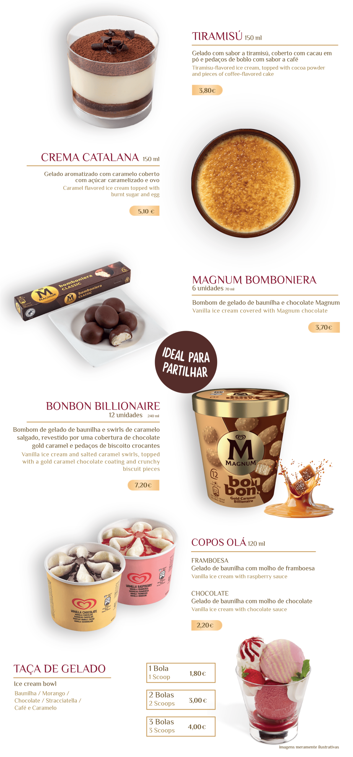 Sobremesas e gelados - Cascata de Pedra